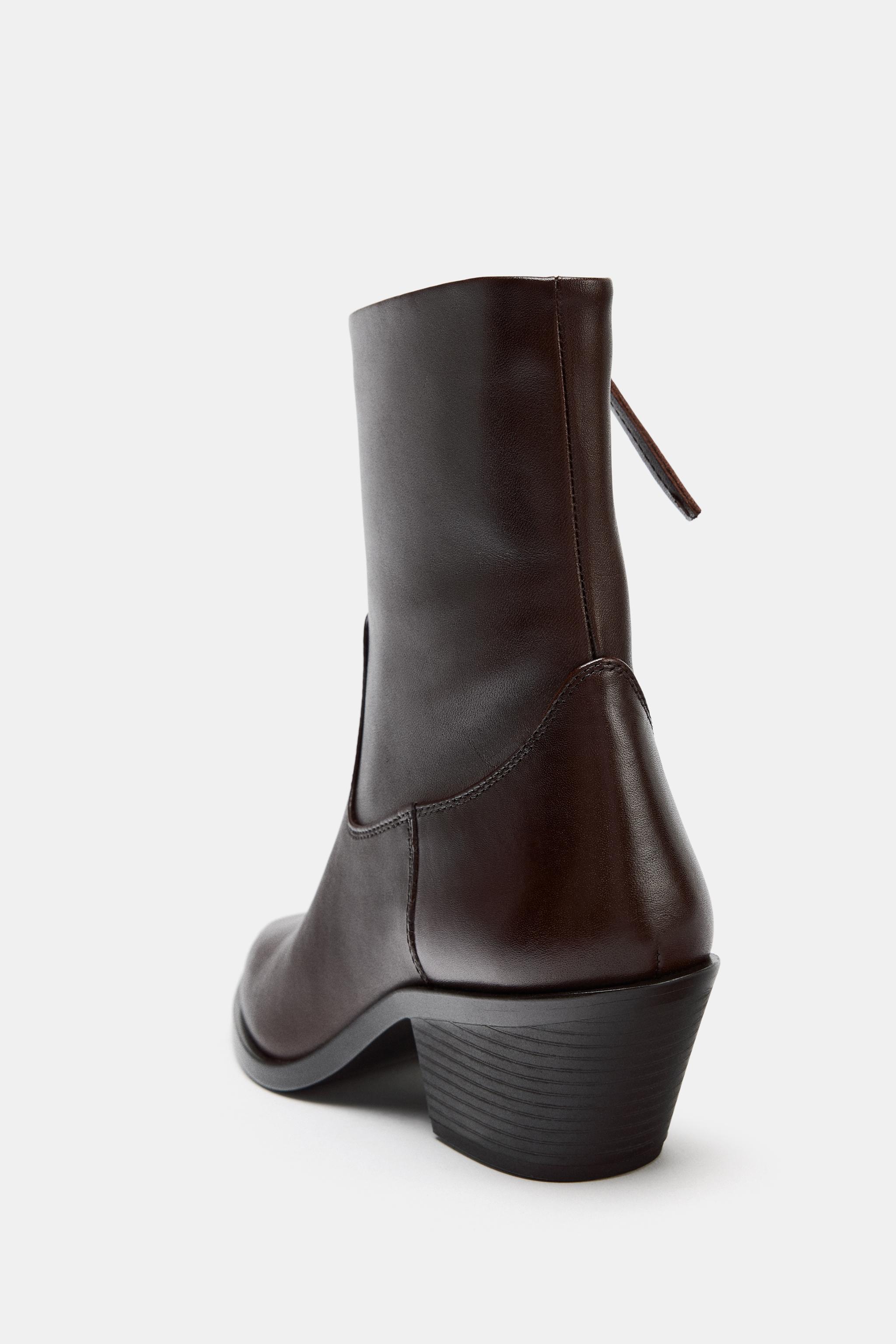 LEATHER COWBOY ANKLE BOOTS